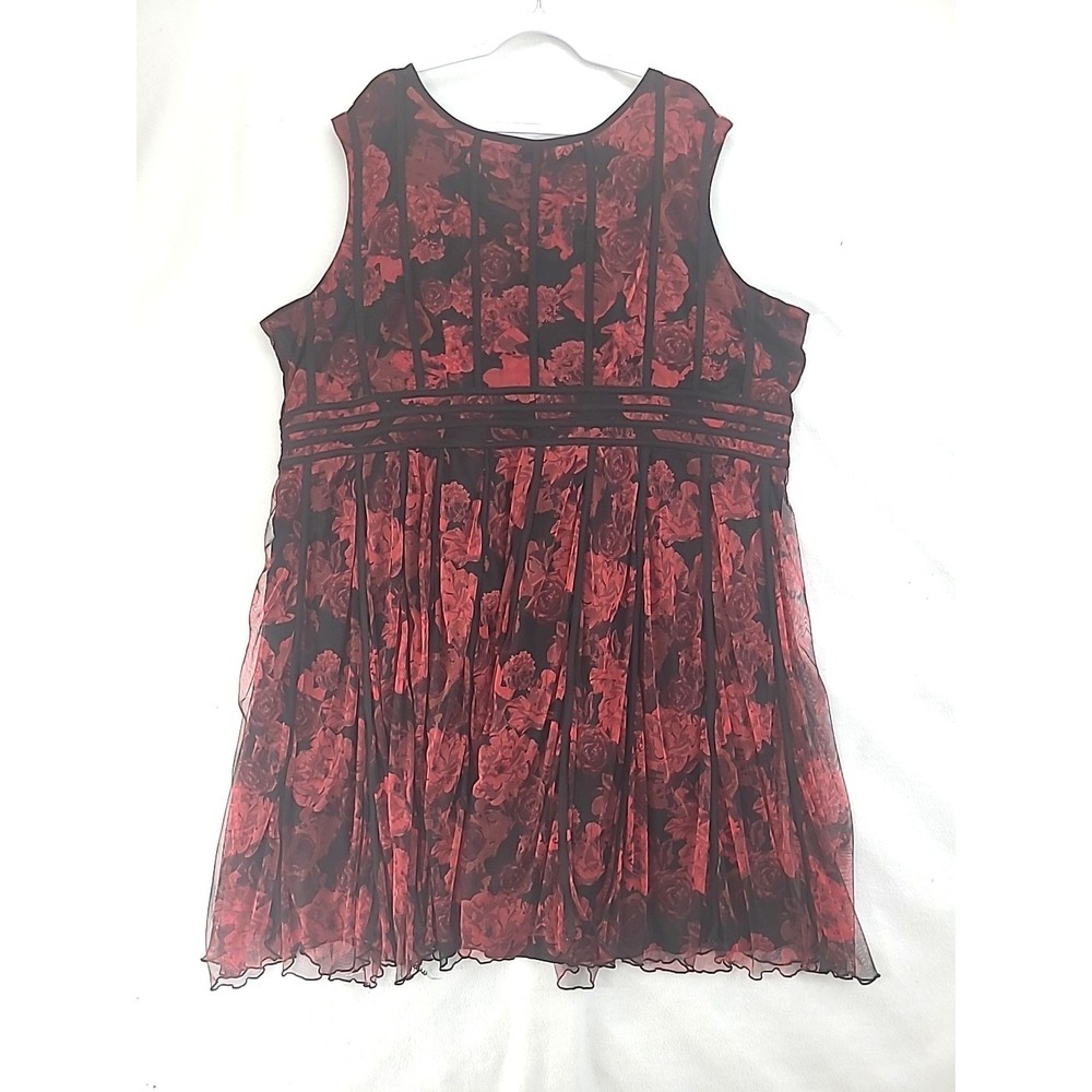 Cottagecore‎ Romantic 34 W Dress Chiffon Wedding Guest Black Red Roses Midi Goth - Picture 2 of 11